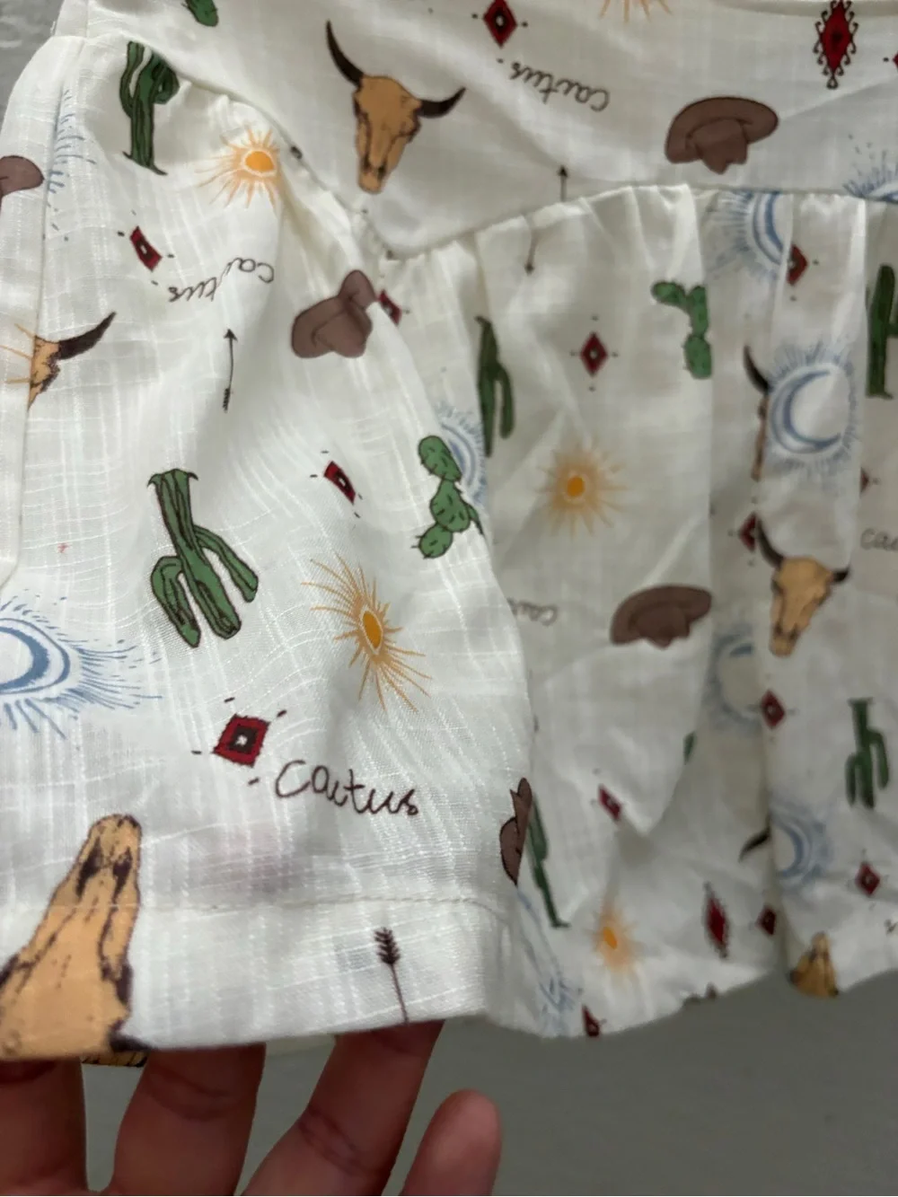 Lumiere White Desert Motif Skort with Cactus & Sun Print